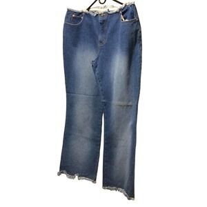 Watch L.A. Women's Size 21-22 Blue Denim Jeans Frayed Hem High‎ Rise Plus Size